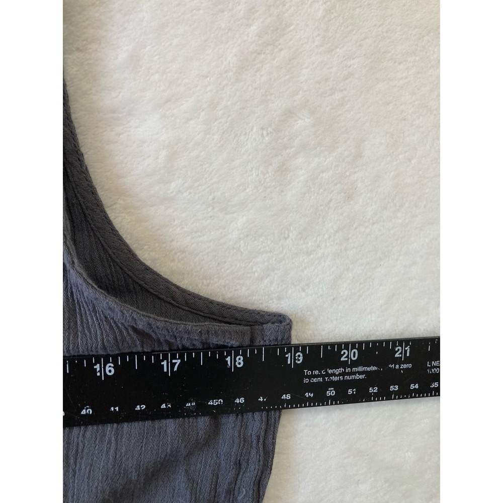 Lucky Brand Womens Gray Embroidered Peplum Tank Top Large Tassel Tie Boho Gypsy - Picture 7 of 8